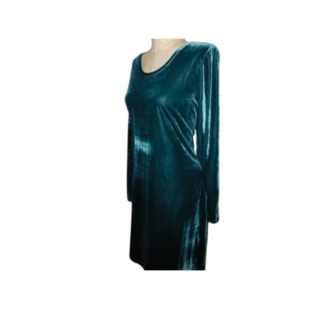 Soft Surroundings Size M Medium Green Crushed Velvet Dress NWT - Picture 2 of 2